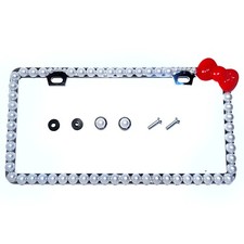 3d Giant White Pearls License Plate Frame Cover Red Bow Kitty Bling Hello Bling