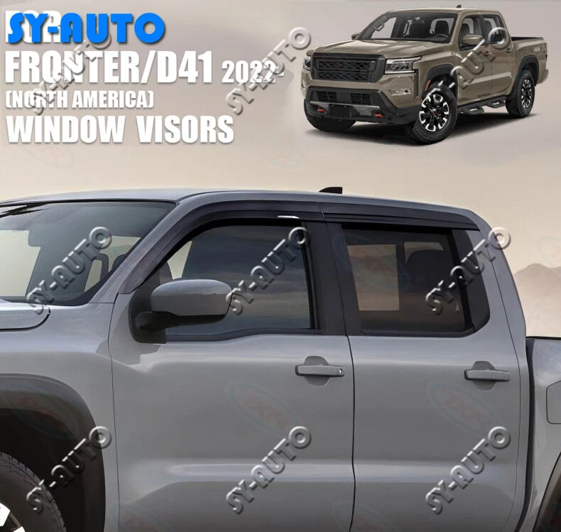 Black Window Visors Deflectors Rain Sun Guards For 2022-2026 Nissan Frontier - Image 3 of 4