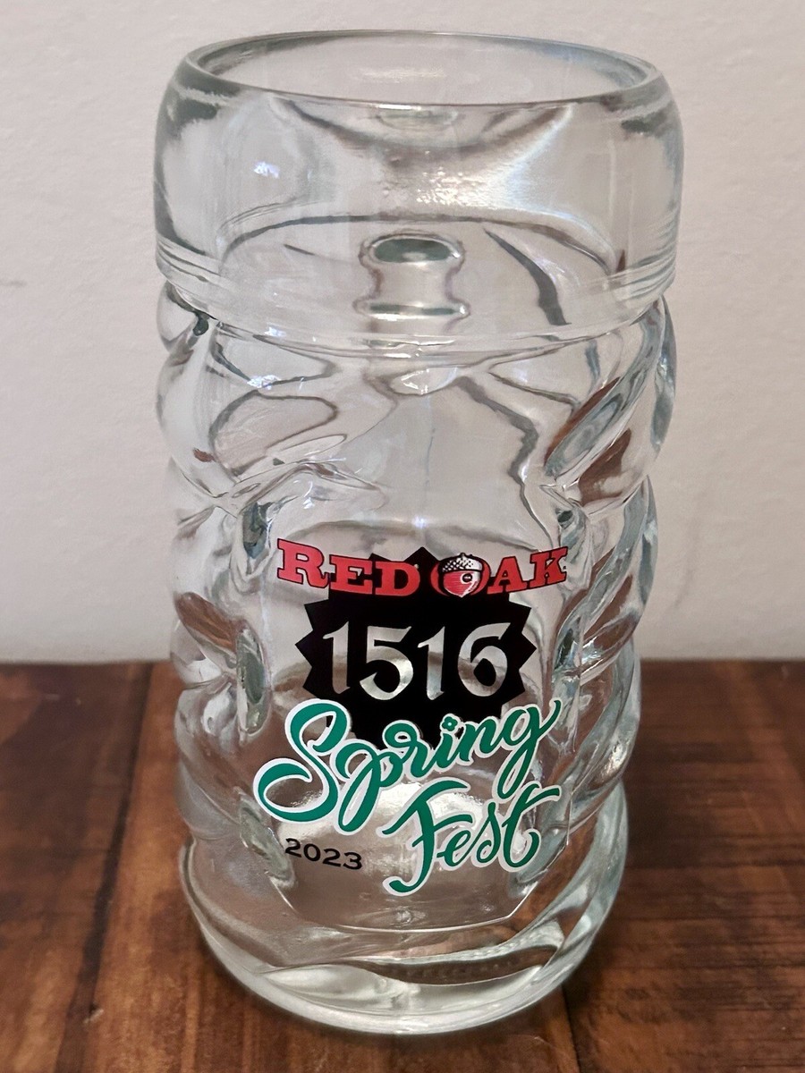 Red Oak Glass Mug 20oz Beer Bar Man Cave Novelty Collectible