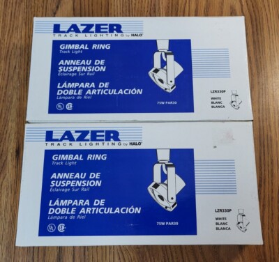 2 LAZER TRACK LIGHTING by HALO NIB Gimbal Ring WHITE LZR330P 75W Par30