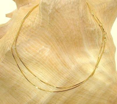 0,6 MM ZIERLICHE 14K GELBGOLD PAVE-SCHLIFF DC BOX KETTE HALSKETTE 16-24'' 0,90-1,5 GR #1