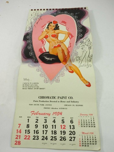 Bill Randall's 1954 Date Book Pin-Up Calendar Complete Chromatic Paint Co. Ill - Picture 4 of 11