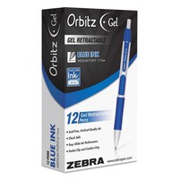 Zebra - Orbitz Retractable Gel Pen, Blue Ink, Medium - Dozen Zebra - Orbitz Retractable Gel Pen, Blue Ink, Medium - Dozen