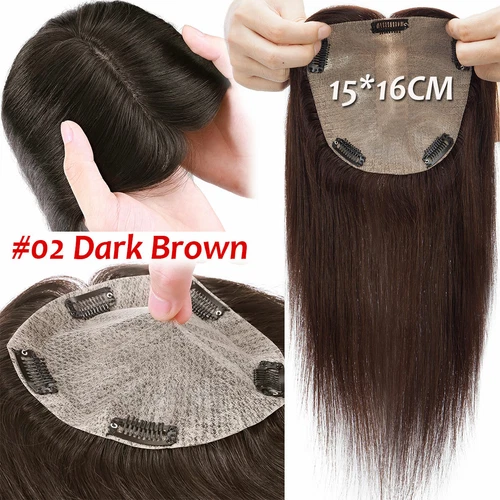 100% Echthaar Topper Toupet Extensions Clip In Remy Human Hair Toupee Haarteil l - Bild 47 von 84