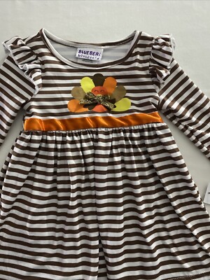 Blueberi Boulevard Turkey Thanksgiving 2T Baby Dress New