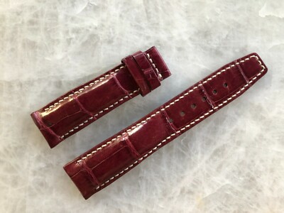 21mm/18mm Burgundy Alligator Crocodile Embossed Leather Watch Strap Band