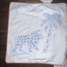 NWT Pottery Barn kids NOAH Lion Safari Pillow Sham Embroidered lot of 2 pair