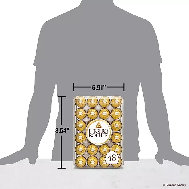Ferrero Rocher Premium Milk Chocolate Hazelnut, 48 ct. 600 g