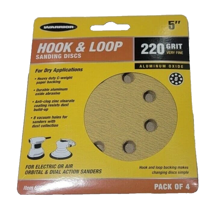 Warrior hook & Lock 5" , sanding discsAluminum oxide abrasive 220 grit