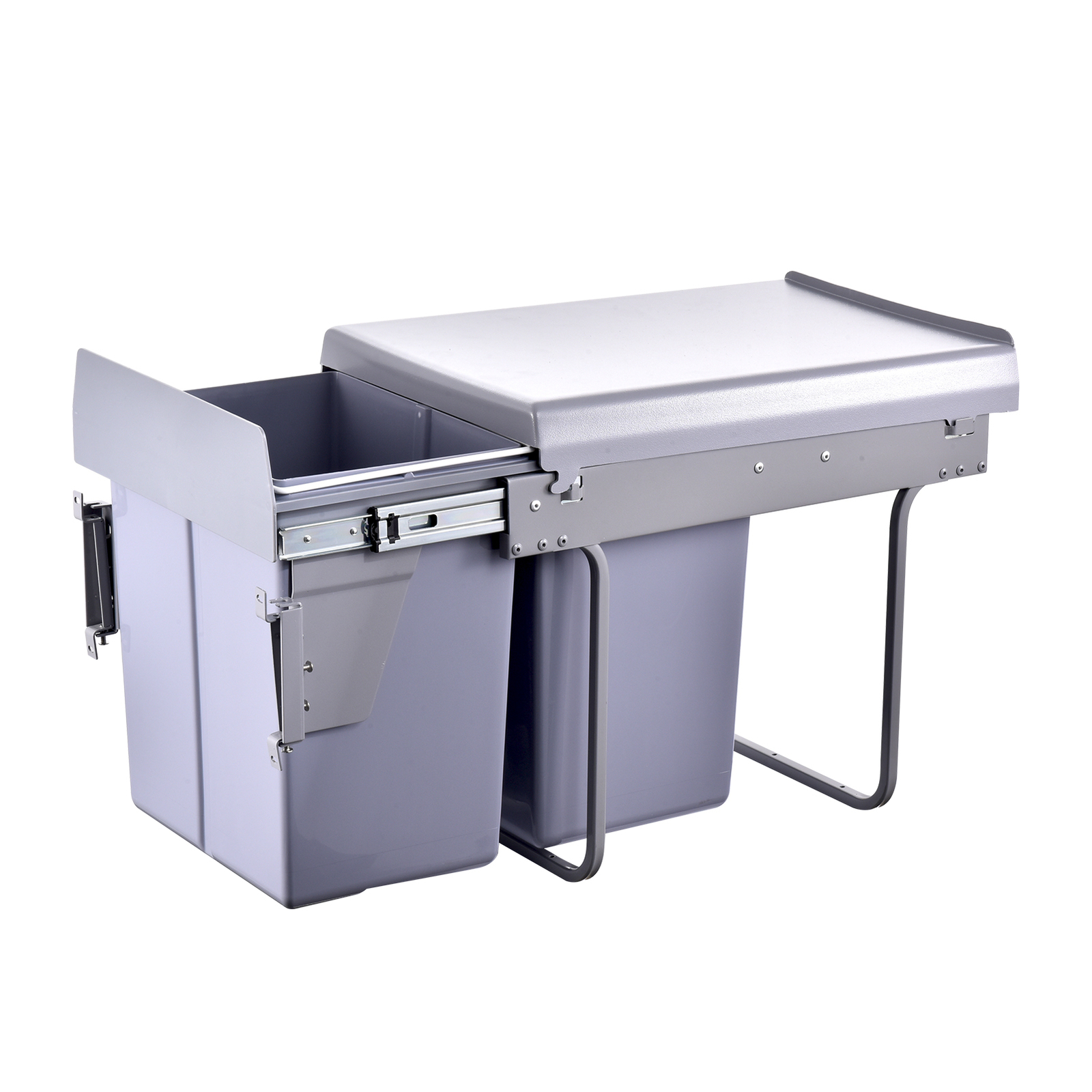 Pull Out Trash Can Kitchen Under Cabinet Waste Container 20+20L Garbage Can