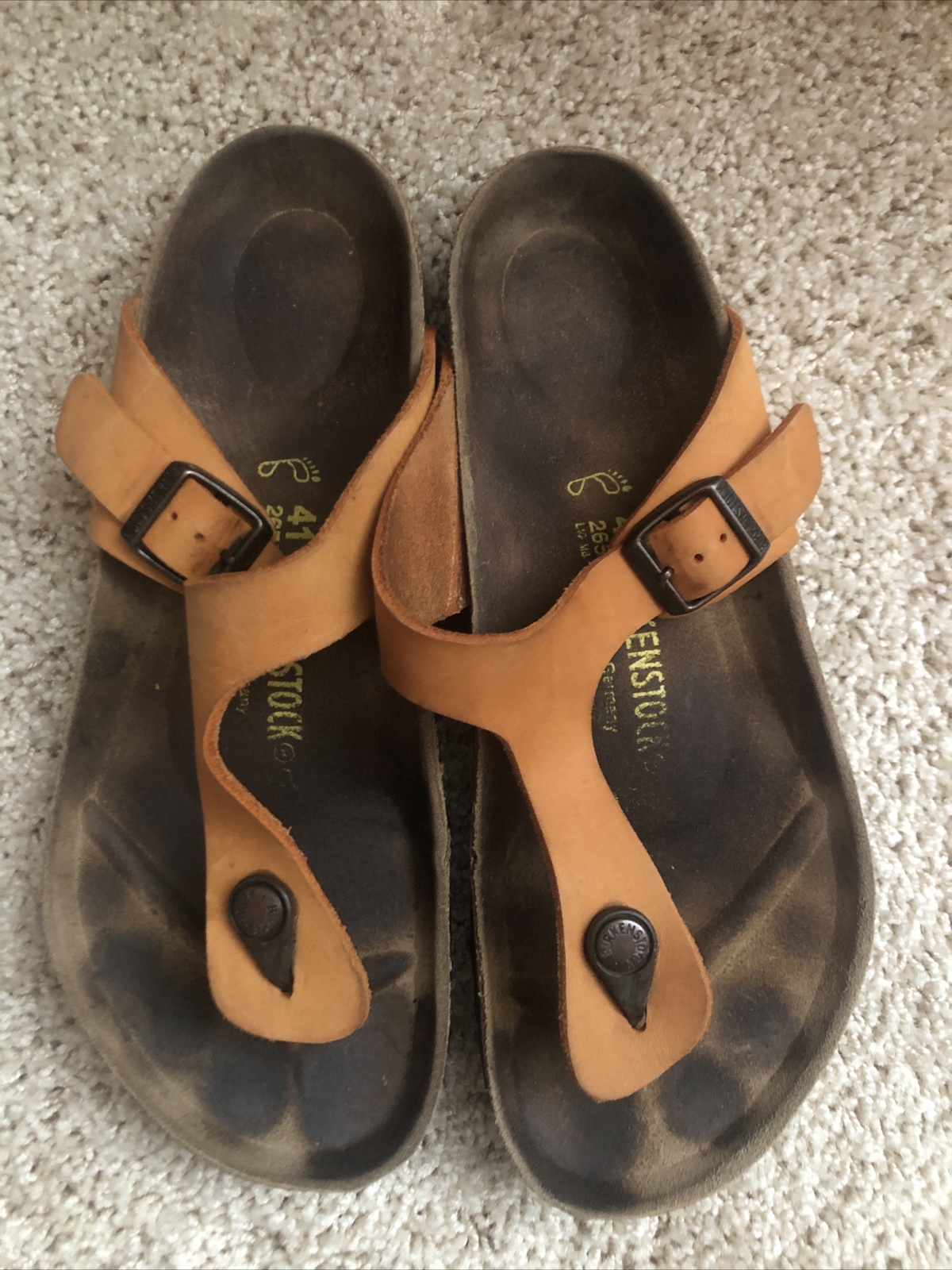 Birkenstock Gizeh Nubuck Leather Big Buckle Sandals Size 41