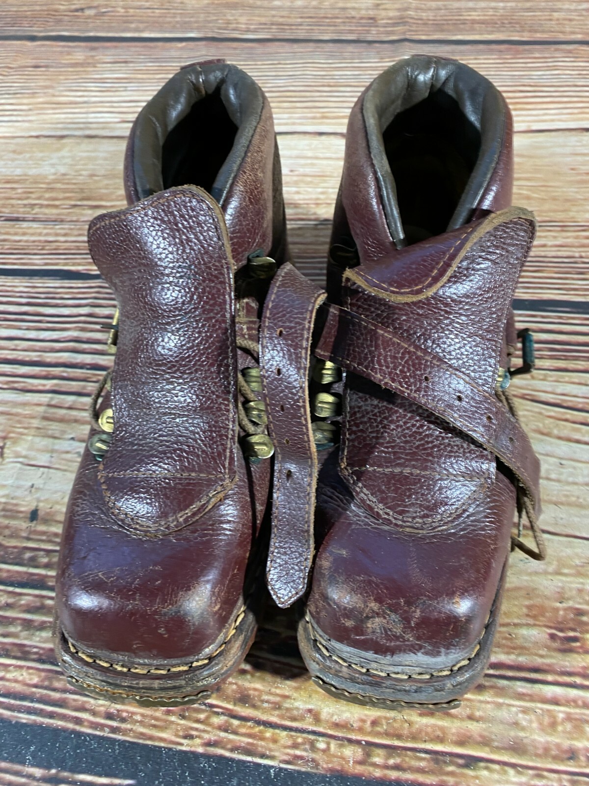 Vintage Leather Cross Country Ski Boots Kandahar Cable Bindings EU36