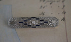 Antique Art Deco 18k Gold Diamond and Sapphire Pin Brooch 5.6 Gr