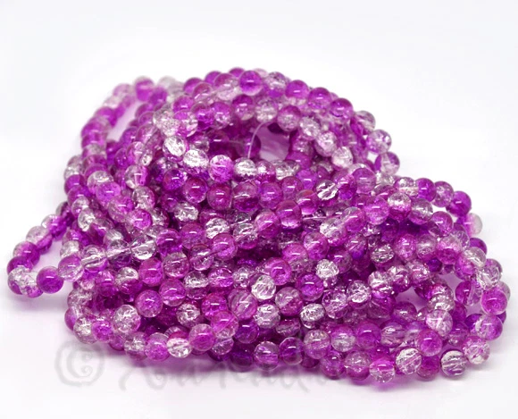 Оптовая продажа сиренево-фиолетовые круглые стеклянные бусины с трещинами 8 мм G2225 - 50, 100 или 200 шт. - Изображение 3 из 3