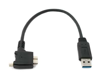 USB 3.0 Kabel 30 cm Micro B Stecker zu Typ A Stecker Schraube Winkel in Schwarz