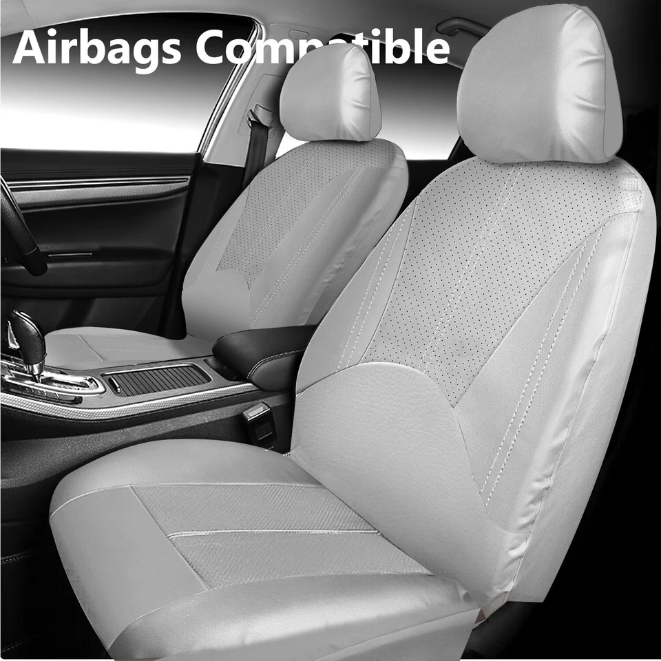 Conjunto completo de capa de assento de carro 5 lugares couro protetor traseiro dianteiro cinza para Toyota Auto - Imagem 2 de 4