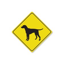 Dog Crossing Diamond Metal Sign Pet Animal Lover Owner Themed Decor Canine K9