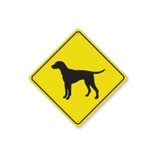 Dog Crossing Diamond Metal Sign Pet Animal Lover Owner Themed Decor Canine K9