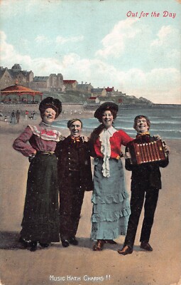 POSTKARTE - EDWARDIANISCHER HUMOR - TAGSAUS - MUSIK HAT REIZE - VALENTINSTAG