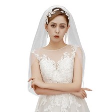 azaleas Wedding Bridal Veil with Comb 1 Tier Cut Edge Fingertip Cathedral Len...