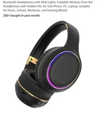Wireless Bluetooth Headphones with RGB Lights, Foldable Over-Ear Hea...