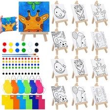 Tenceur 48 Pcs Kids Paint Party Favors Sets with 12 Pcs Pre Drawn Canvas Pane...