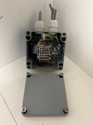 Metal Electrical Junction Box w/ DIN Rail Terminal Block   Used, Working