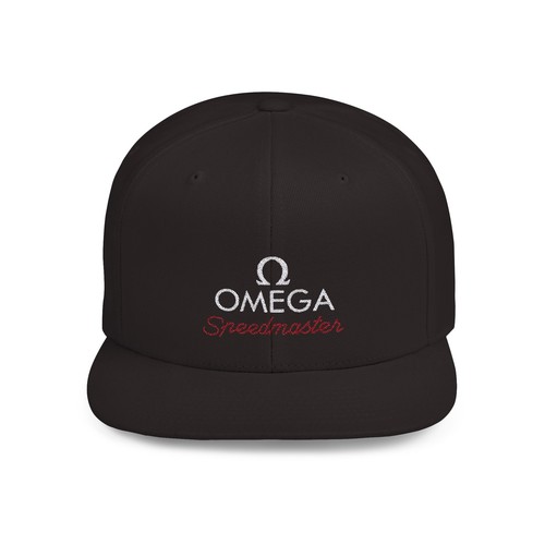 Flat Bill Snapback Cap with Embroidered Omega Speedmaster Logo