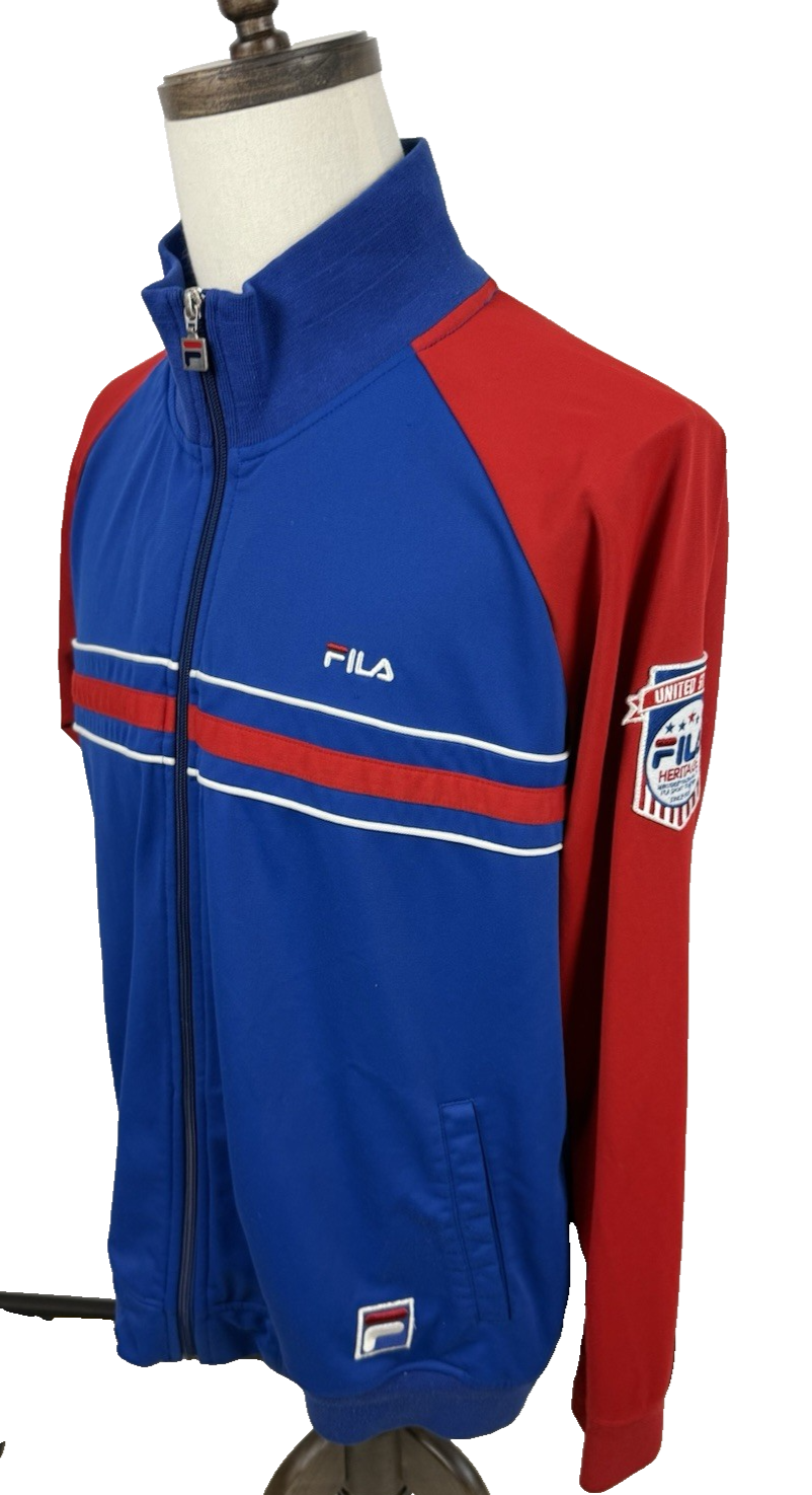 Giacca da pista Fila United State Heritage full zip blu rosso uomo VINTAGE grande