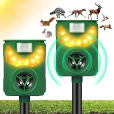4 Pack Upgraded Ultrasonic Solar Animal Repeller with Motion Sensor