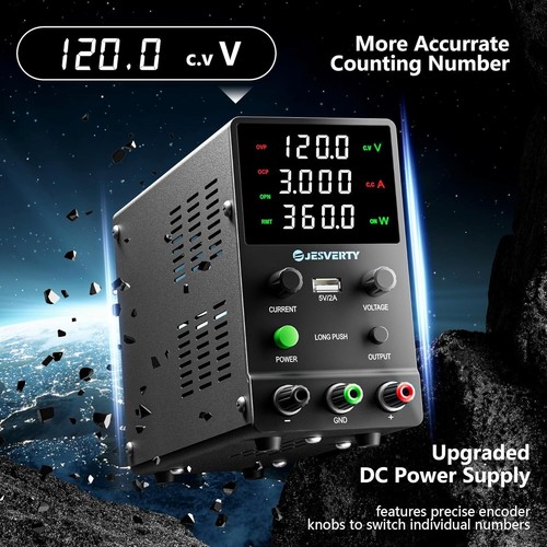 Precision Adjustable DC Power Supply, 0-120V/0-3A with Over-Voltage Protection - Picture 4 of 8