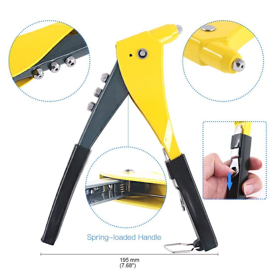 Heavy Duty Riveter Set 210Pcs Aluminum Blind Rivets Assortment Kit and