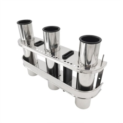3 Tube Stainless Steel Boat Marine Fishing Holder Fishing Rod Rack I.D ...