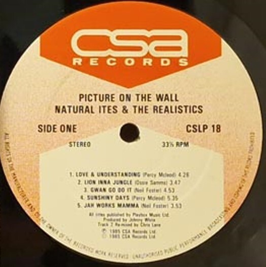 Natural Ites & The Realistics Picture On The Wall LP UK 1985 CSA