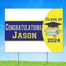 Blue and Yellow Graduation Yard Sign, Personalized Class of 2024 Graduation Sign