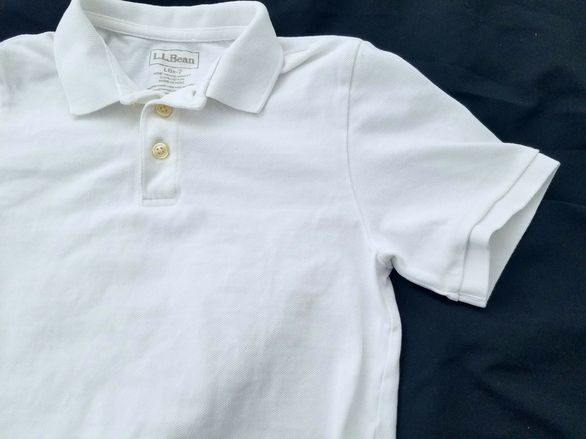 L.L. BEAN 100% Cotton White Short Sleeve Polo Shirt Kids L6X L.L. BEAN 100% Cotton White Short Sleeve Polo Shirt Kids L6X