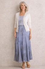 Soft Surroundings Paisley Flare Pull On Maxi Skirt Size L Boho Embroidered NWT