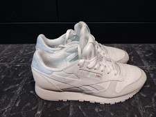 Reebok Classic Leather Sneakers In Vintage Chalk And Light Blue Womens 7.5