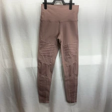 ALO Yoga Women’s Size Small Pull On Moto Style Leggings Mesh Panel Clay