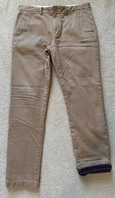 J Crew Men's Flannel Lined Khaki Pants 33x32 Tan Beige - Image 1 of 4