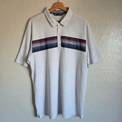 Travis Mathew Fredo Polo Shirt Brushstroke Gradient Grey Sz Men's XL Golf Preppy