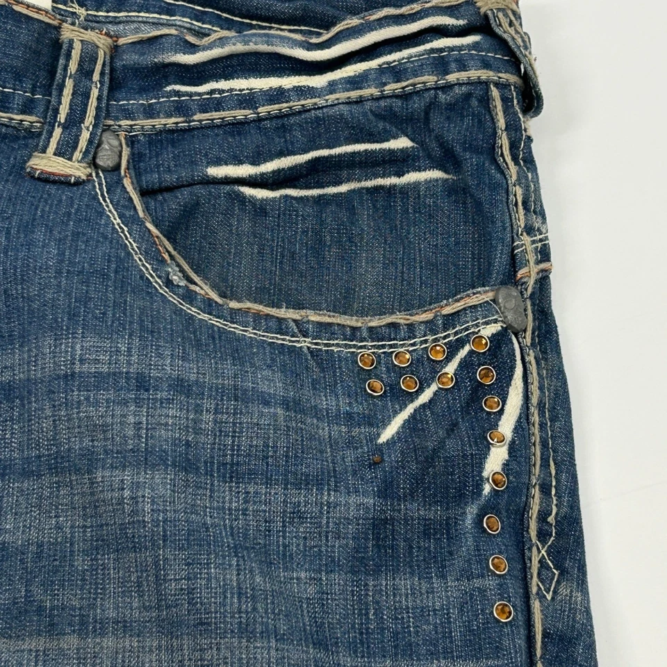 Jeans de playa Laguna para hombre 40x33 pierna ancha acampanados denim embellecidos bolsillos con solapa Foto 3 de 4