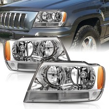 Headlights Assembly For 1999 2000 2001-2004 Jeep Grand Cherokee Lamp Halogen