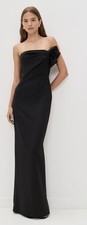  575 Black Halo Divina Gown Maxi Dress Strapless Slit Stretch Neoprene Formal 8