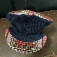 GHILLIE OF GLASGOW TARTAN PLAID POM POM NEWSBOY CAP.