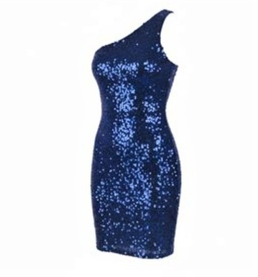 Cache Sequin One Shoulder Dress Size 6 (34'' Length)