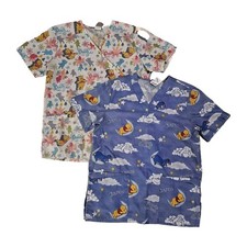 Scrubs Winnie The Pooh TWO Size Small Wonderful World Of Disney Poohfect Eeyore