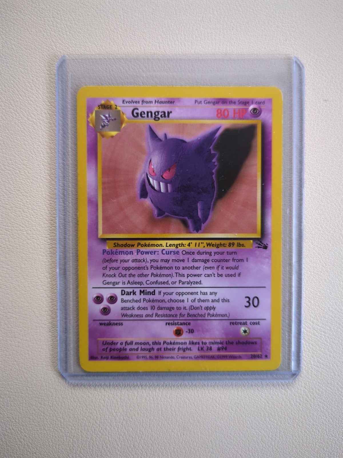 Gengar 20/62 - Fossil Unlimited Non-Holo Rare Pokemon