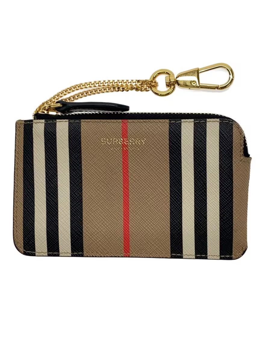 BURBERRY Card Case BEG Stripe Women's 8029616
