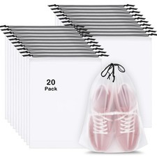20 Pack Shoe Bags for Travel, 15.7" x 11.8" Clear Travel Large, Translucent